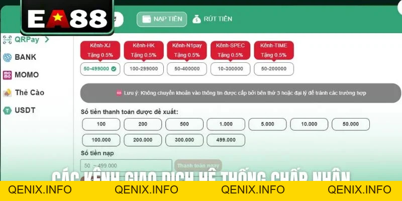 Hướng Dẫn Các Bước Nạp Tiền EA88 Siêu Tốc Trong 2 Phút - QENIX