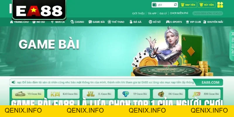 Game Bài EA88 Sở Hữu Kho Trò Chơi Đổi Thưởng Cực Hot - QENIX