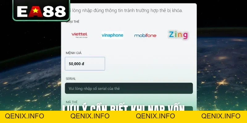 Hướng Dẫn Các Bước Nạp Tiền EA88 Siêu Tốc Trong 2 Phút - QENIX